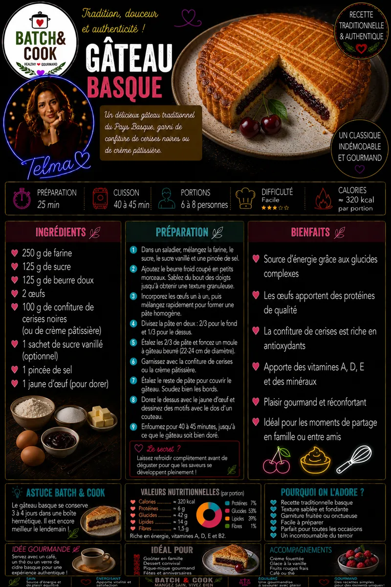 Fiche recette Gâteau Basque Traditionnel par Telma