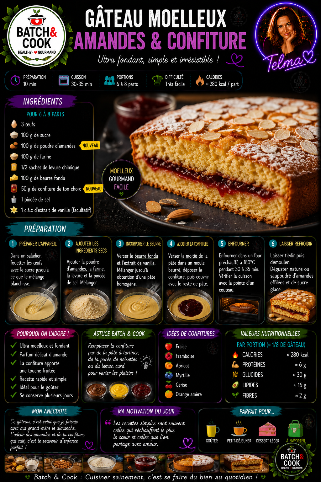 Gâteau moelleux amandes & confiture