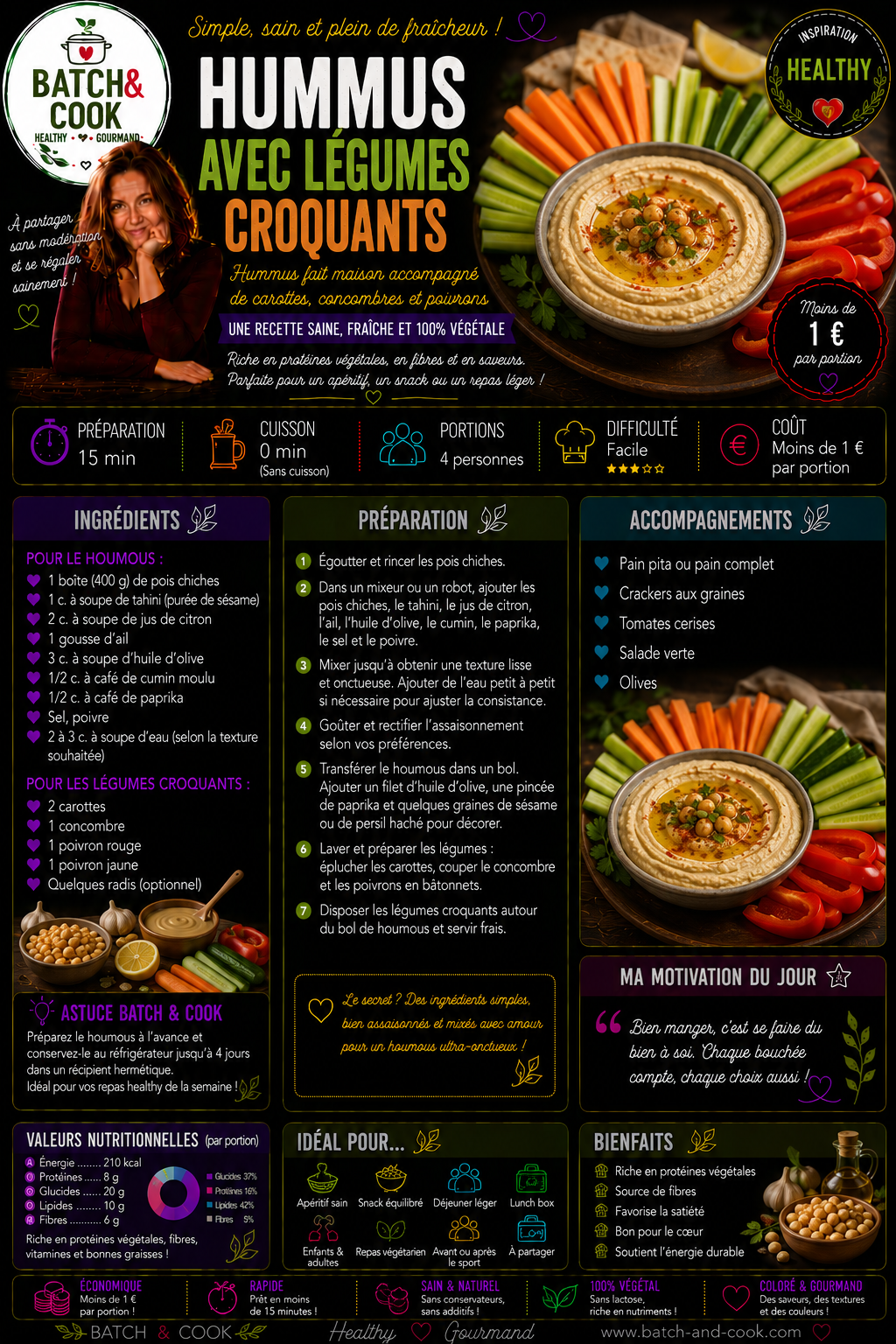 Hummus avec légumes croquants