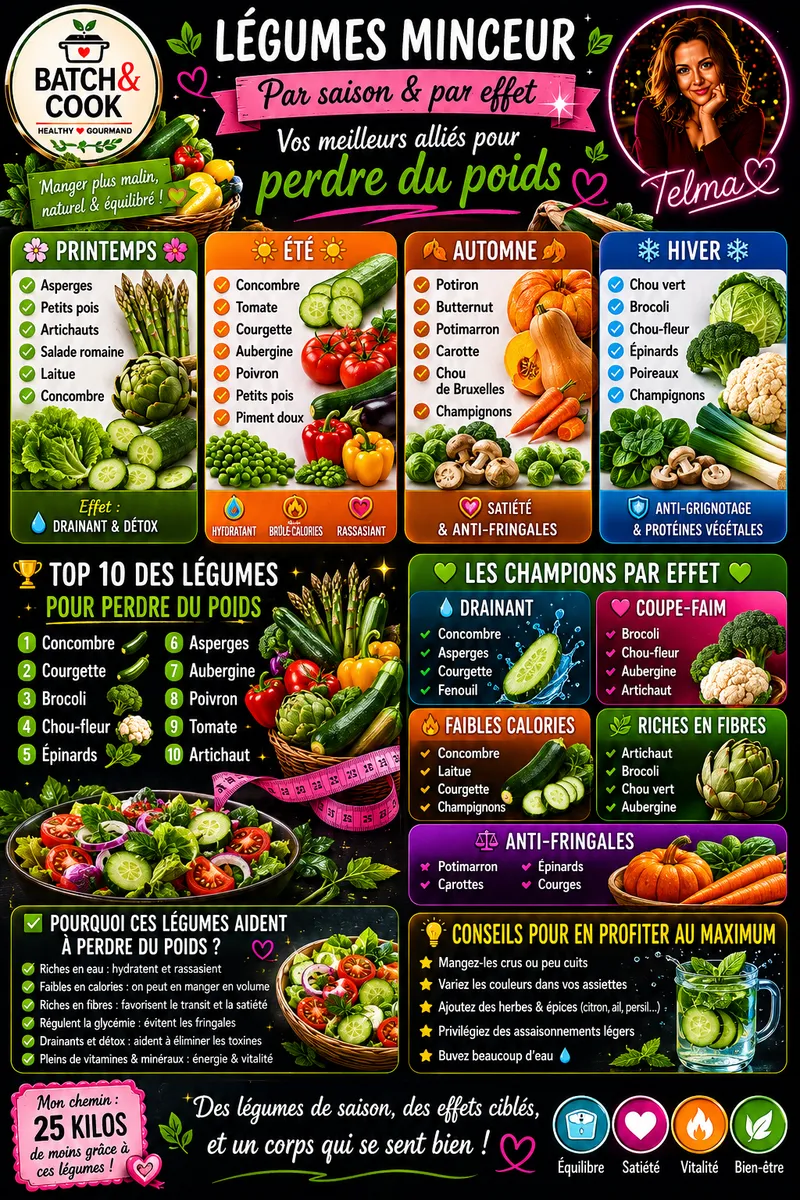 Fiche recette Légumes minceur : par saison & par effet par Telma