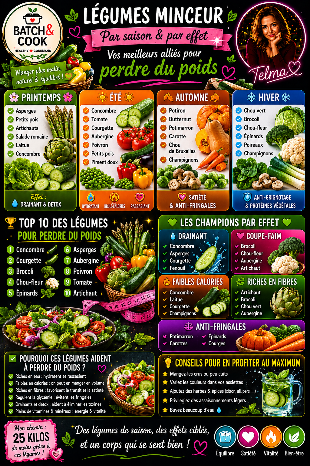 Légumes minceur par saison et par effet
