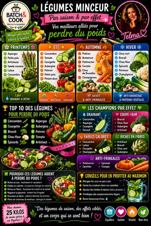 Légumes minceur par saison et par effet