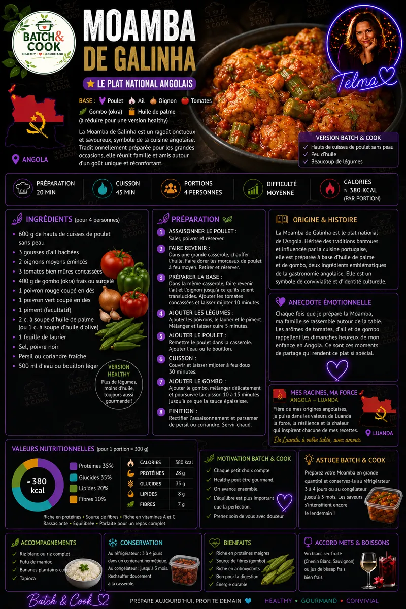 Fiche recette Moamba de Galinha - Le plat national angolais par Telma
