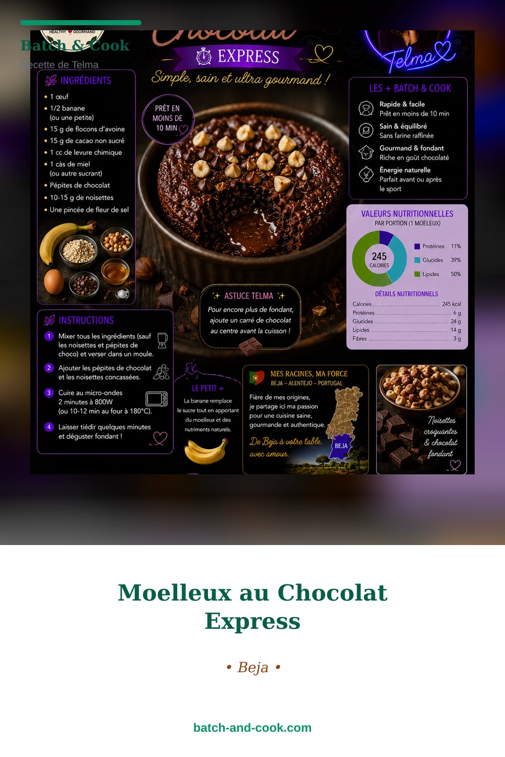 Épingle Pinterest Moelleux au Chocolat Express