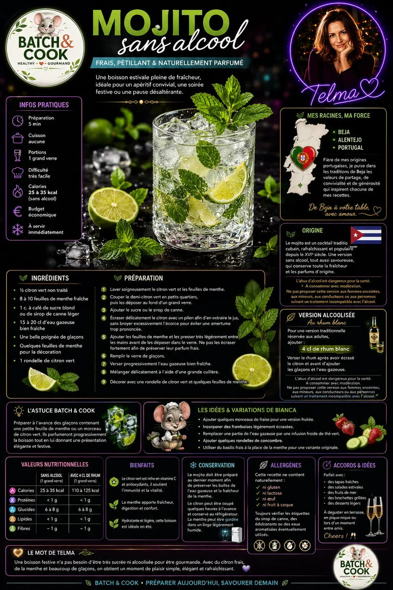 Fiche recette Mojito sans alcool par Telma