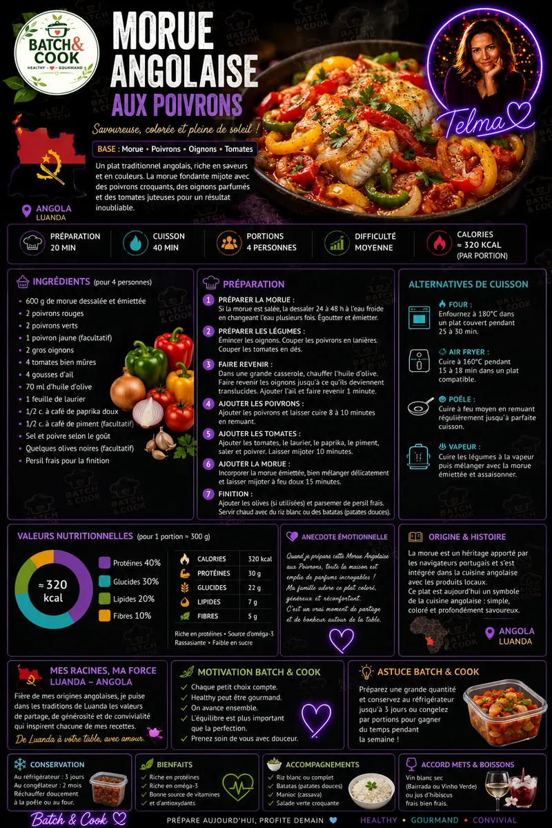 Fiche recette Morue Angolaise aux Poivrons par Telma