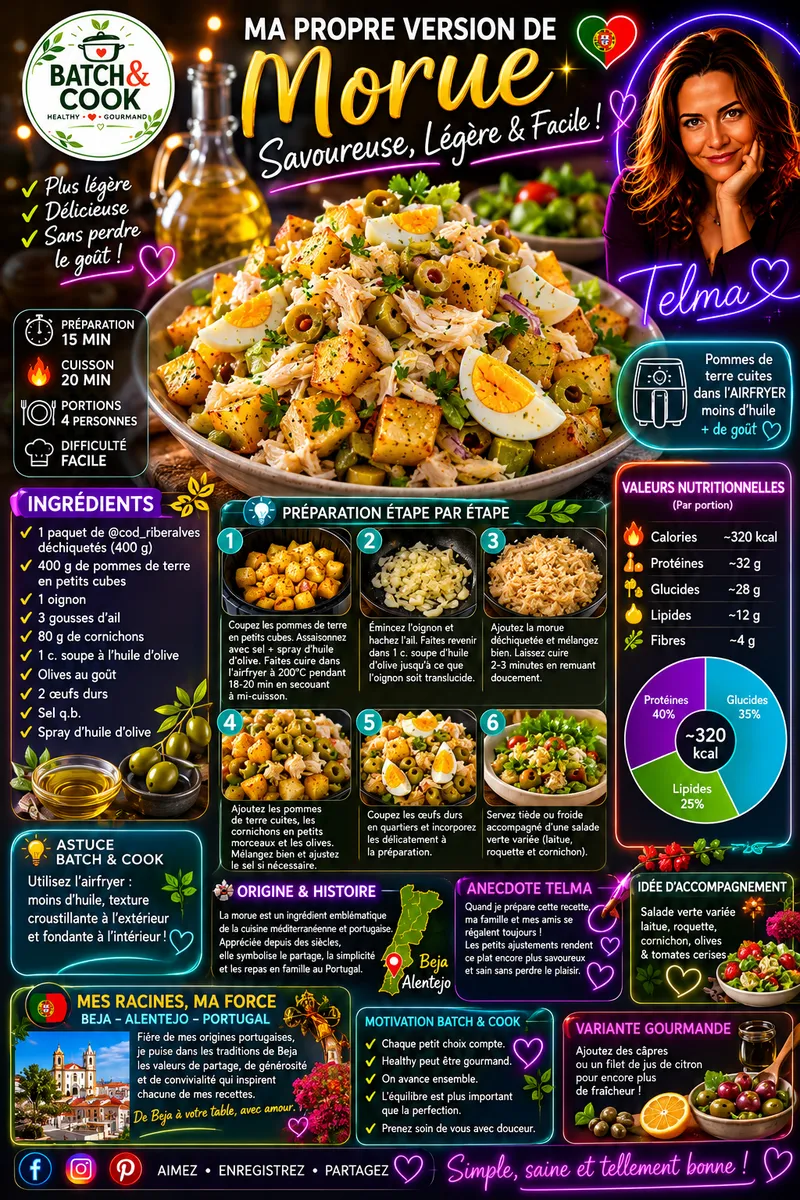 Fiche recette Ma propre version de Morue Savoureuse, Légère & Facile ! par Telma