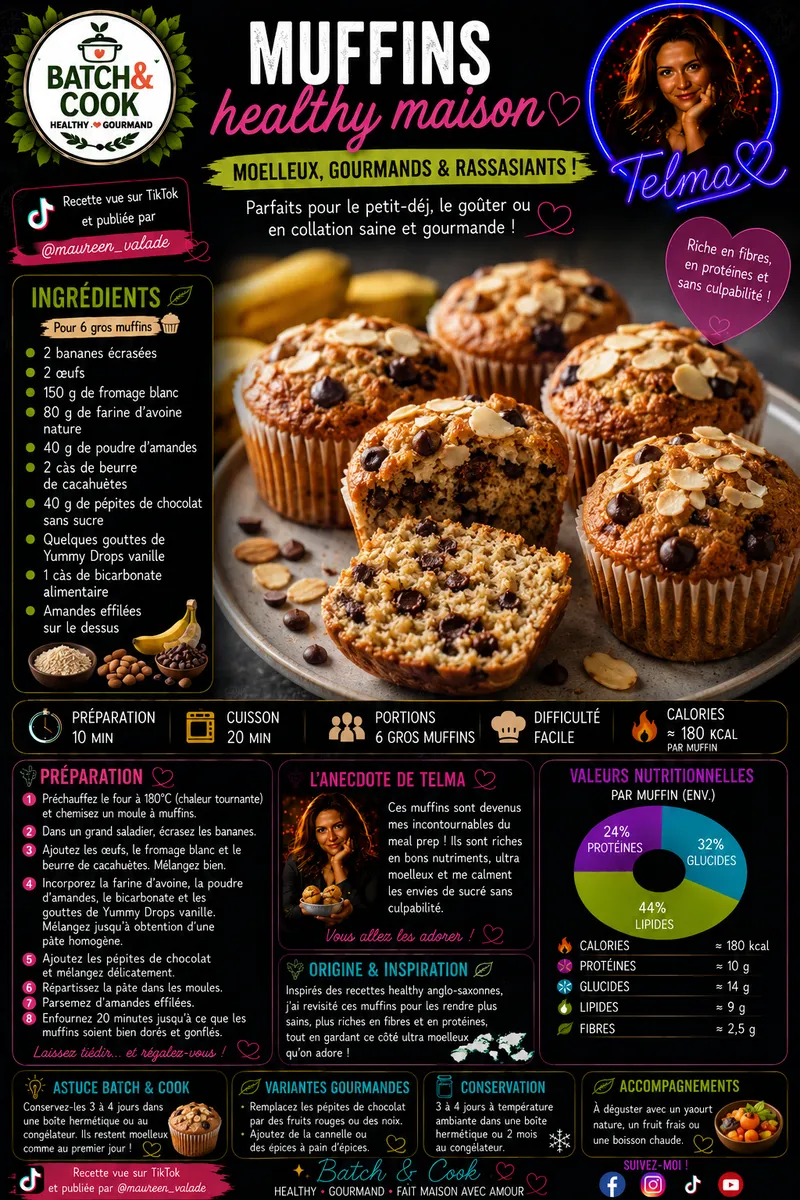 Fiche recette Muffins healthy maison par Telma