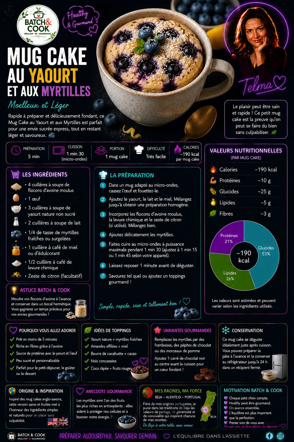 Mug Cake au Yaourt et aux Myrtilles