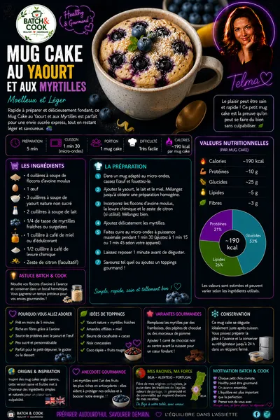 Mug Cake au Yaourt et aux Myrtilles