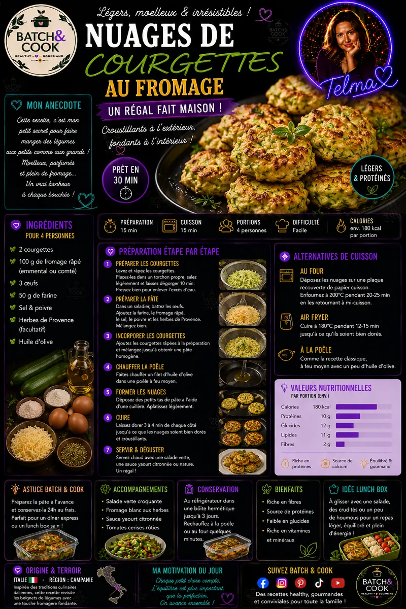 Fiche recette Nuages de courgette au fromage par Telma