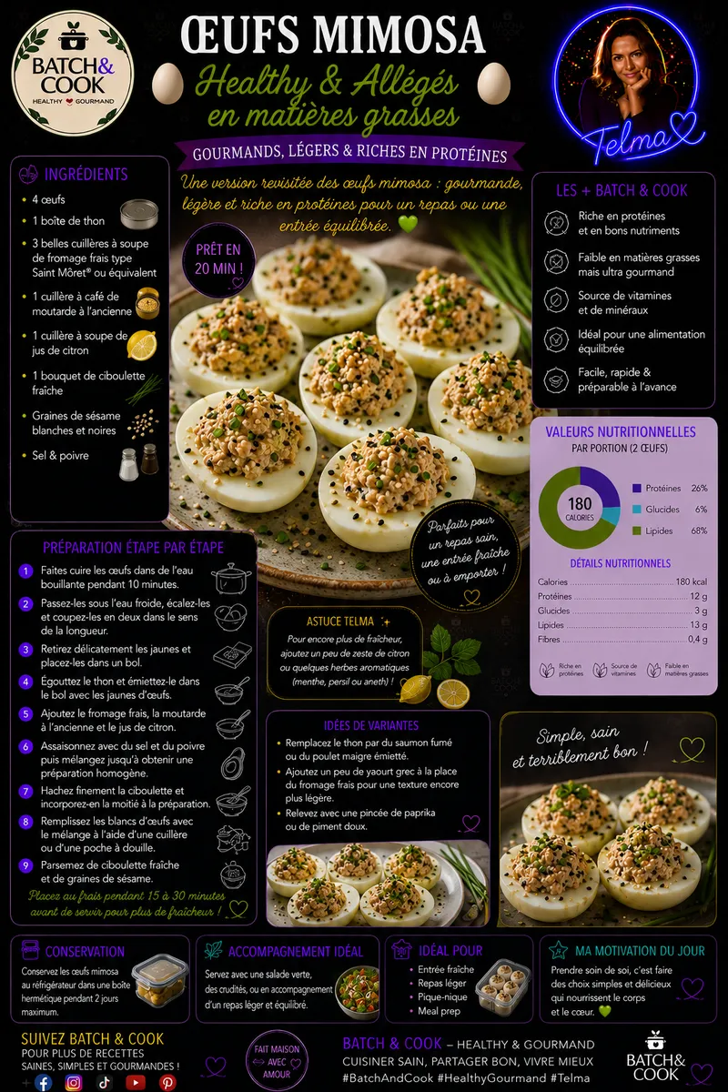 Fiche recette Œufs Mimosa Healthy & Allégés en matières grasses par Telma