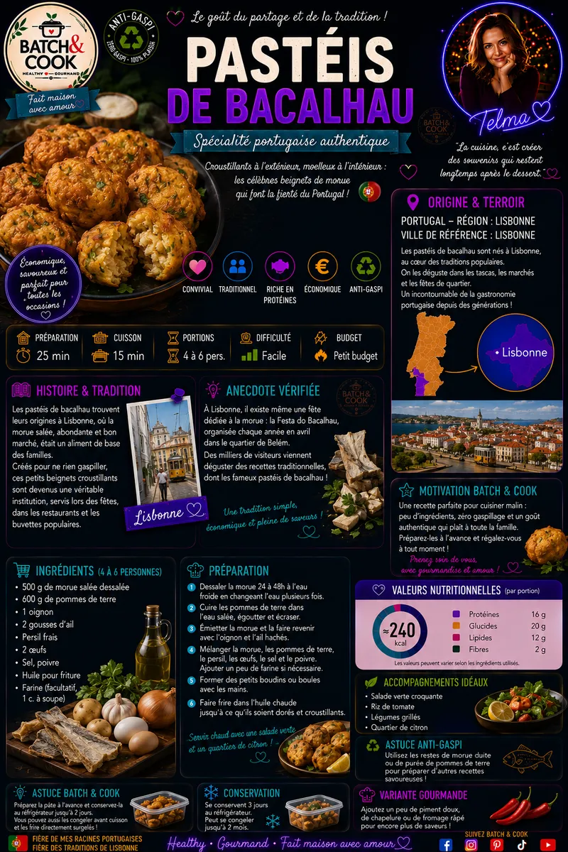Fiche recette Pastéis de Bacalhau par Telma