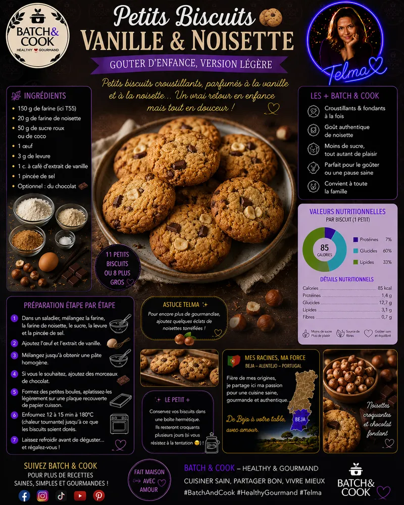 Fiche recette Petits Biscuits Vanille & Noisette par Telma