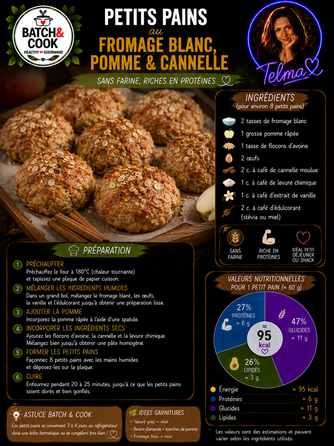 Petits pains au fromage blanc, pomme & cannelle
