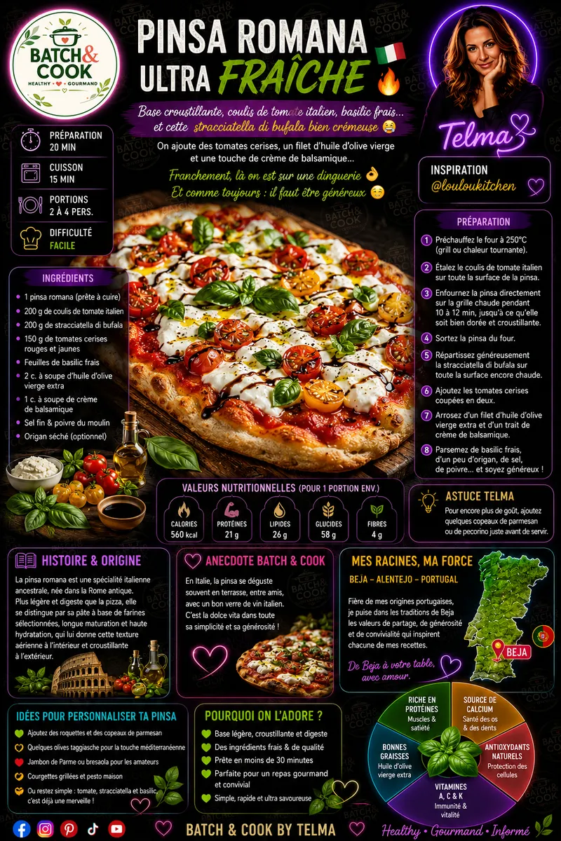 Fiche recette Pinsa Romana Ultra Fraîche par Telma