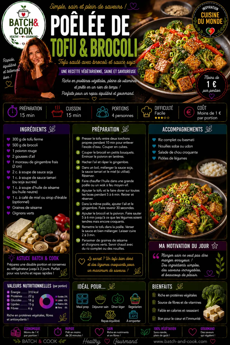 Fiche recette Poêlée de tofu & brocoli par Telma
