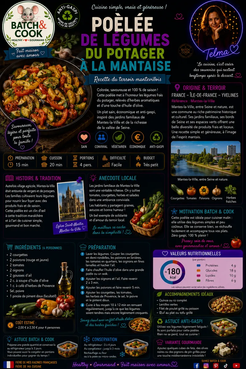 Fiche recette Poêlée de légumes du potager à la Mantaise par Telma