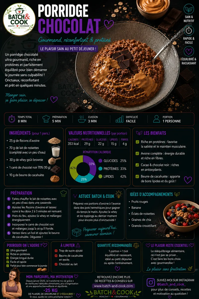 Fiche recette Porridge Chocolat par Telma