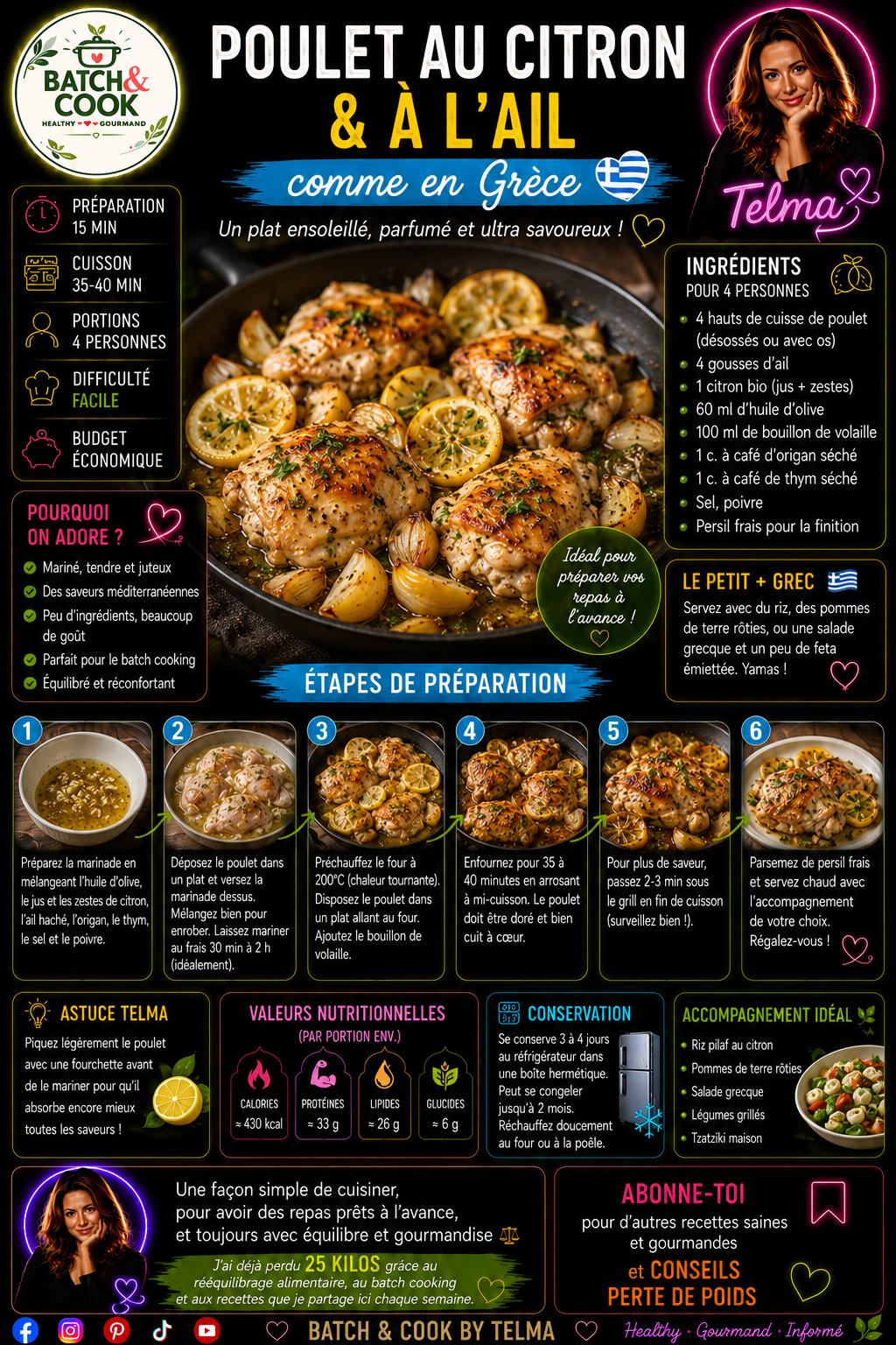 Poulet au citron & à l'ail