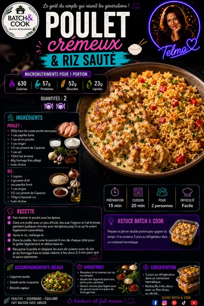 Poulet crémeux & riz sauté