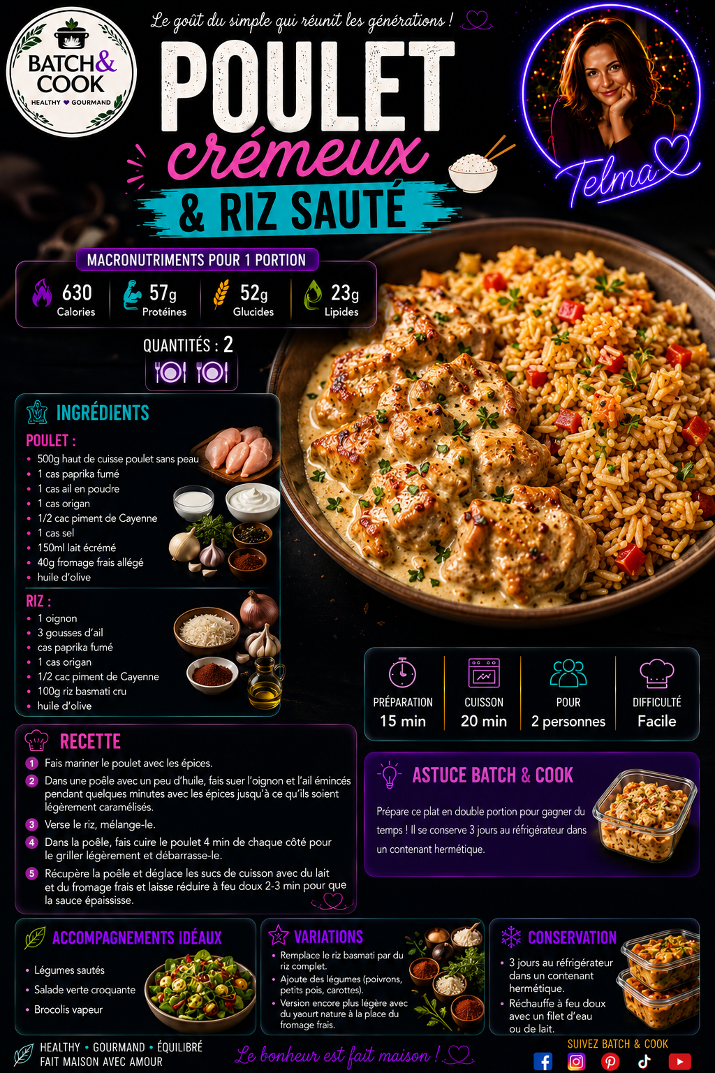 Poulet crémeux & riz sauté