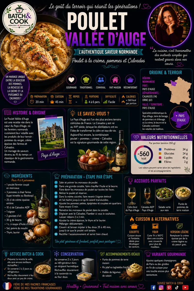 Fiche recette Poulet Vallée d'Auge par Telma
