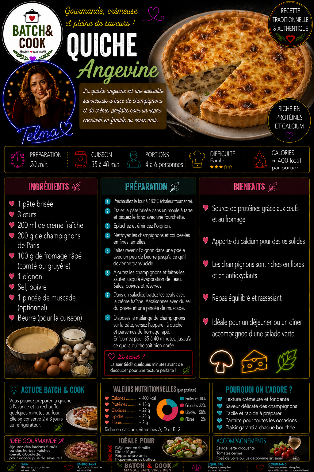 Quiche Angevine aux Champignons