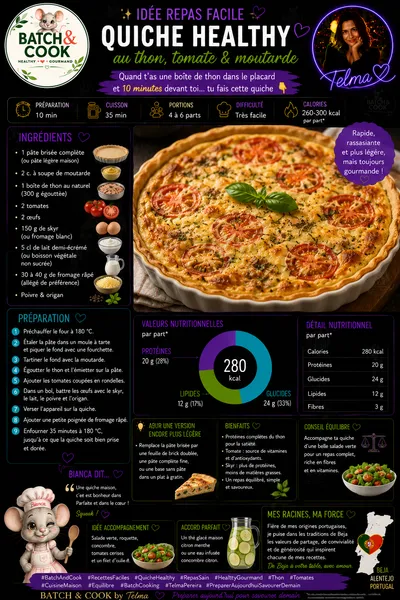 Quiche Healthy au Thon, Tomate & Moutarde