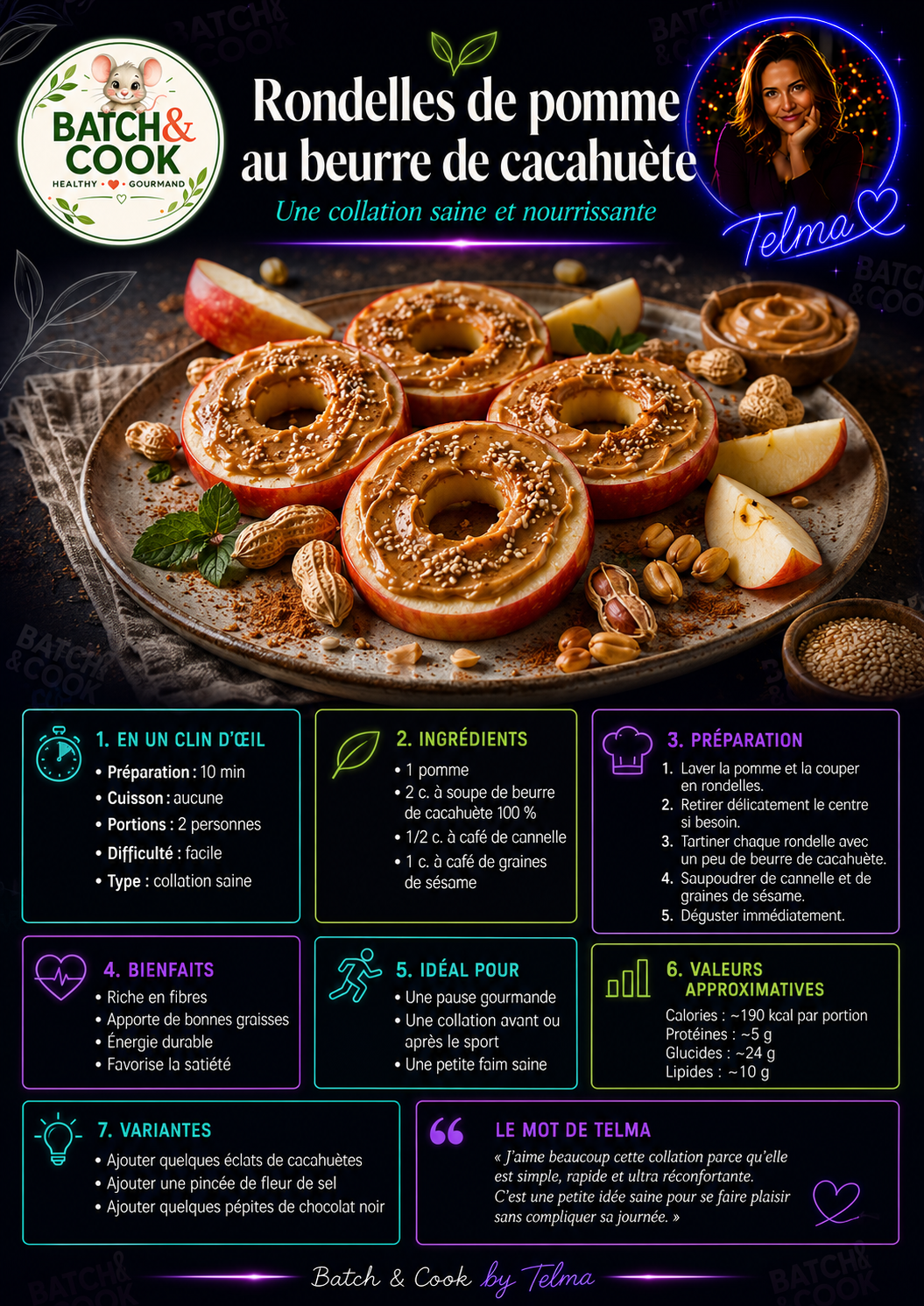 Rondelles de pomme au beurre de cacahuète