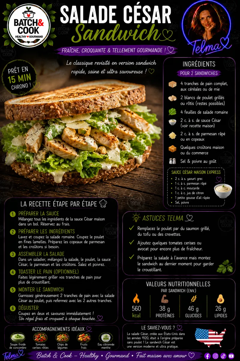 Fiche recette Salade César Sandwich par Telma
