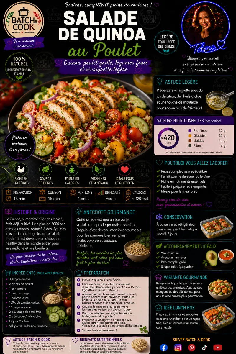 Fiche recette Salade de Quinoa au Poulet par Telma