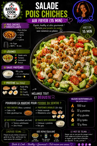Salade pois chiches à l'air fryer