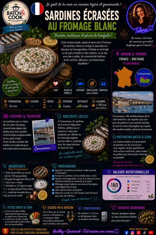Sardines écrasées au fromage blanc