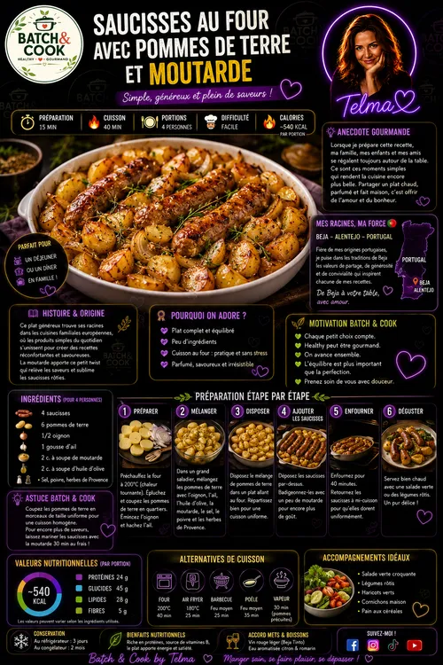 Sauisses au four avec pommes de terre et moutarde