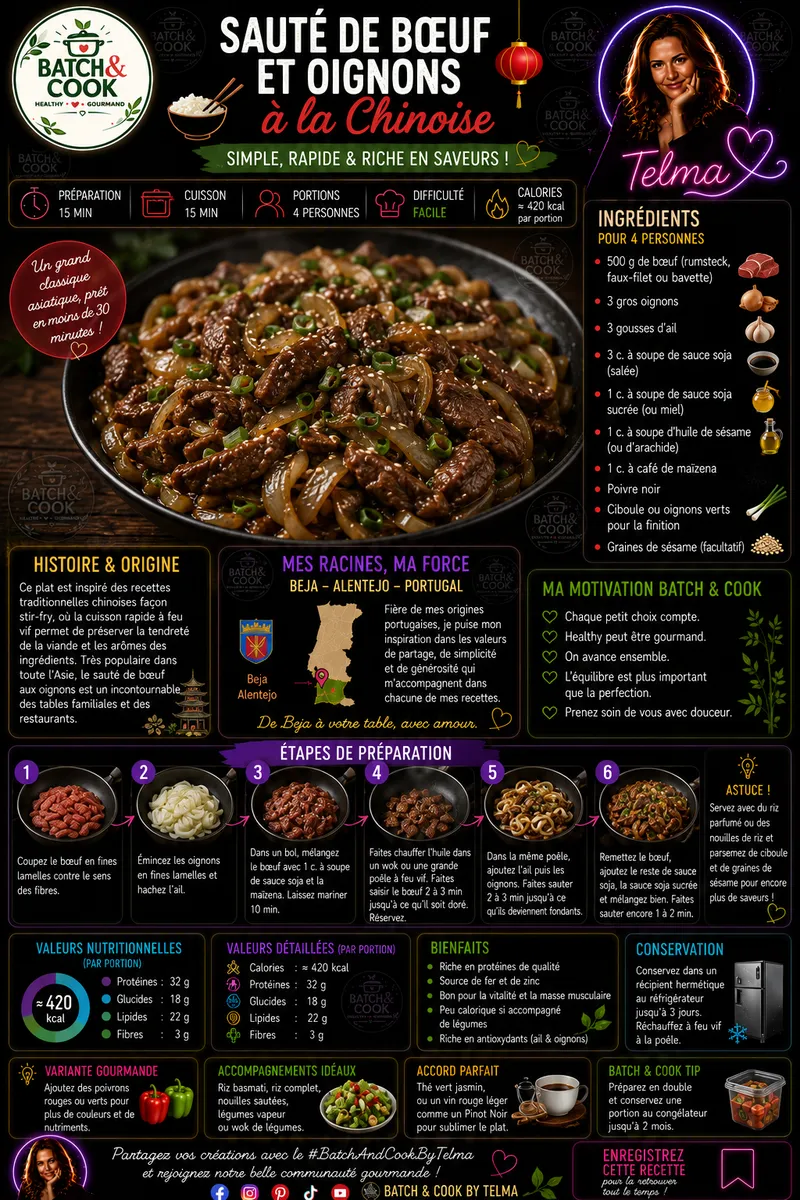 Fiche recette Saute de boeuf et oignons à la chinoise par Telma