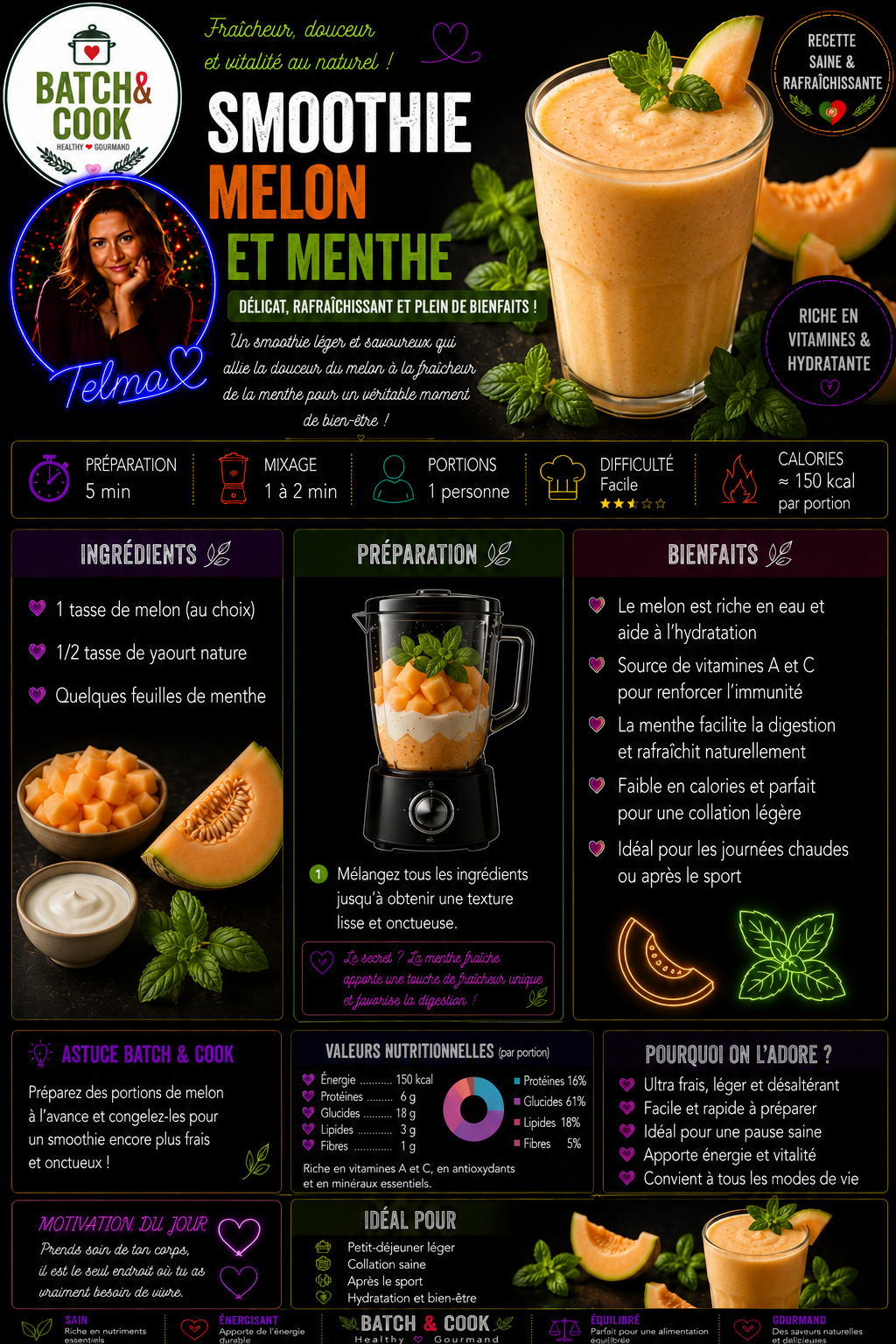 Smoothie melon et menthe