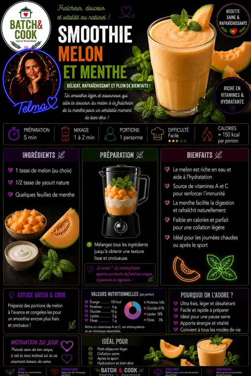Fiche recette Smoothie Melon et Menthe par Telma