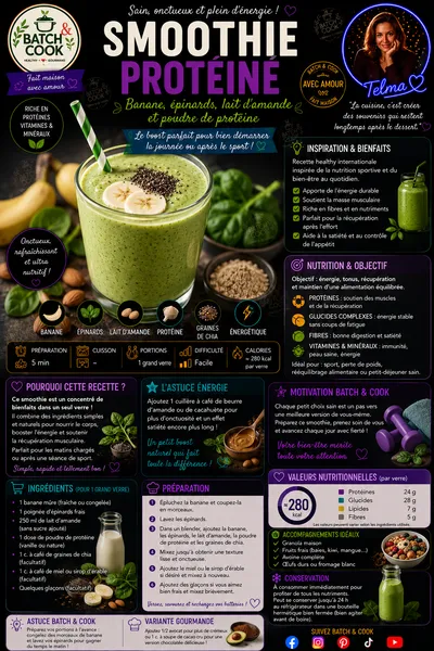 Smoothie protéiné banane épinards