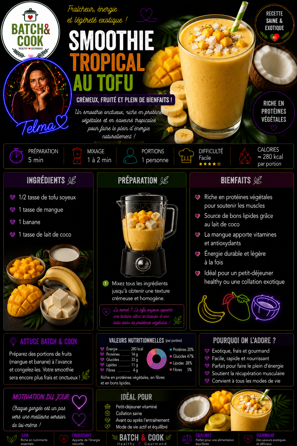 Smoothie tropical au tofu