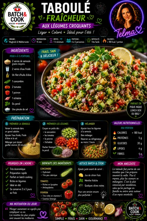 Taboulé fraîcheur aux légumes croquants