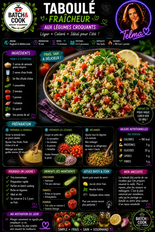 Taboulé fraîcheur aux légumes croquants