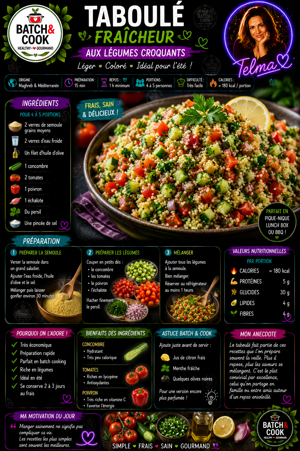 Taboulé fraîcheur aux légumes croquants