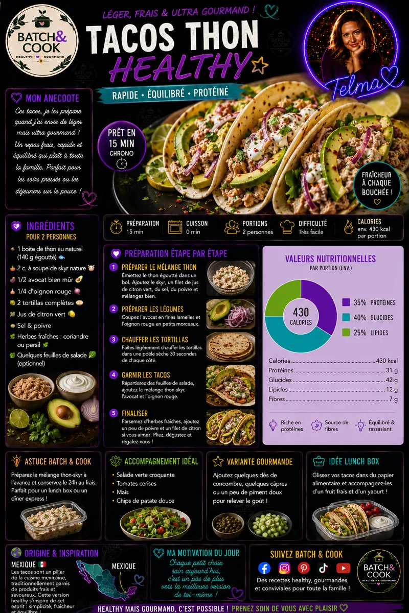 Fiche recette Tacos thon healthy par Telma