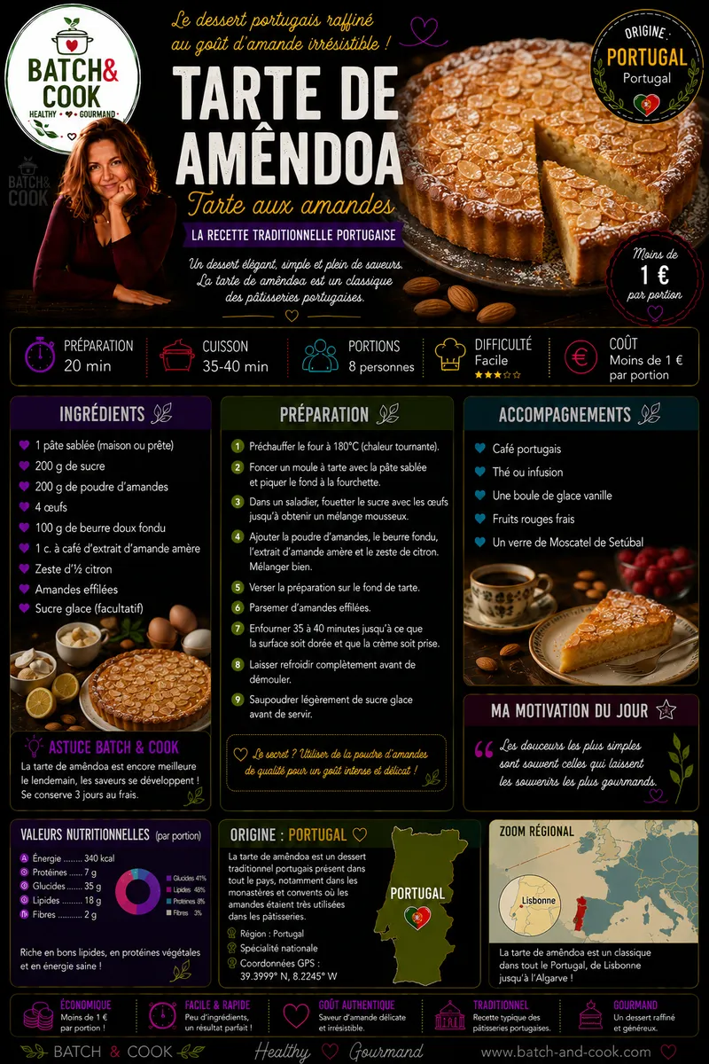 Fiche recette Tarte aux amandes portugaise par Telma