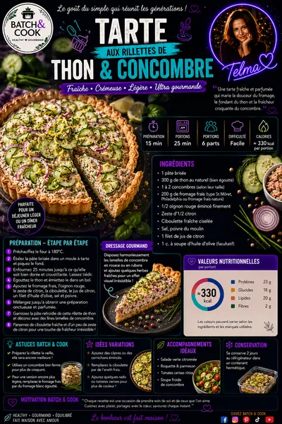 Tarte aux rillettes de thon et concombre