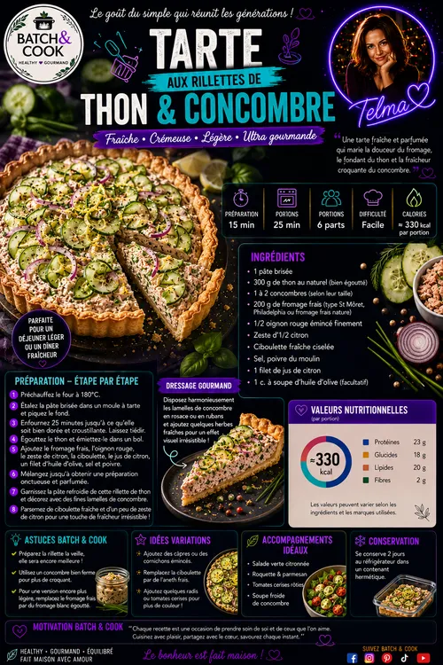 Tarte aux rillettes de thon et concombre