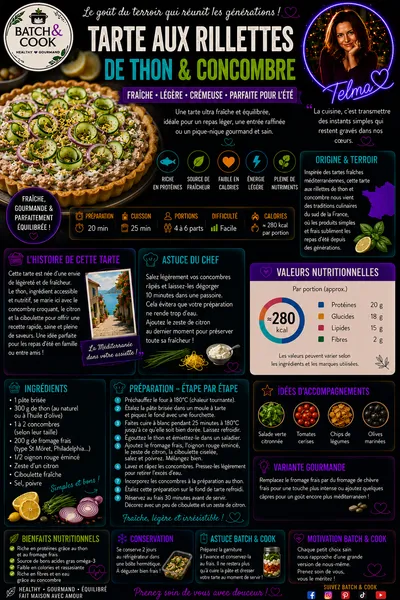 Tarte aux rillettes de thon & concombre