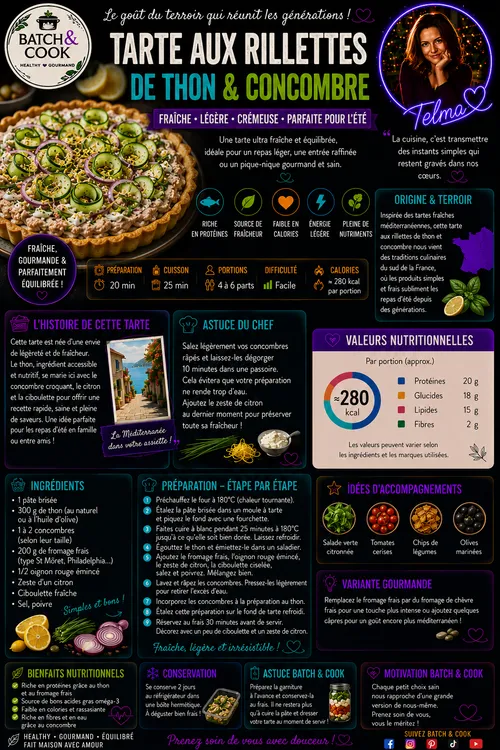 Tarte aux rillettes de thon & concombre