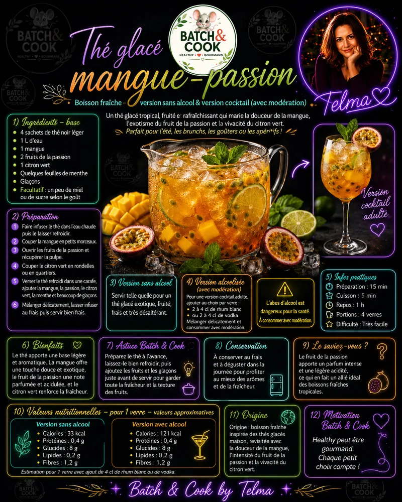 Fiche recette Thé glacé mangue-passion par Telma